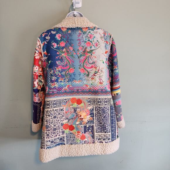 Johnny Was Patchwork Penny Lane Jacket Sherpa Floral Biya Anna Jacket XS - Picture 3 of 9